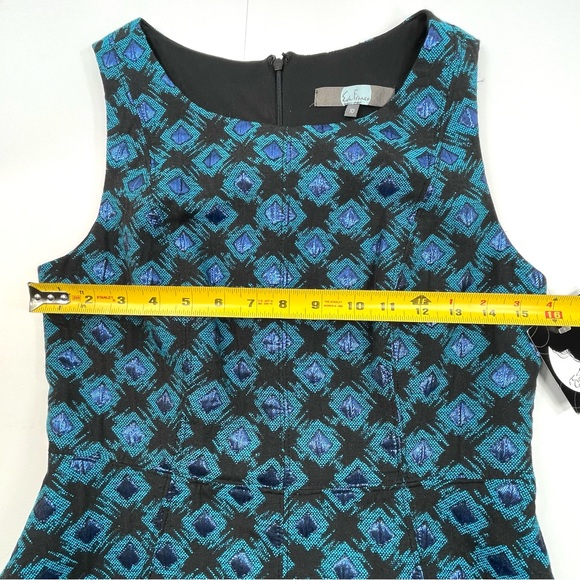 NWT EVA FRANCO Sleeveless A-Line Dress Black Blue Metallic Shimmer Lined Size 10 - Picture 9 of 10